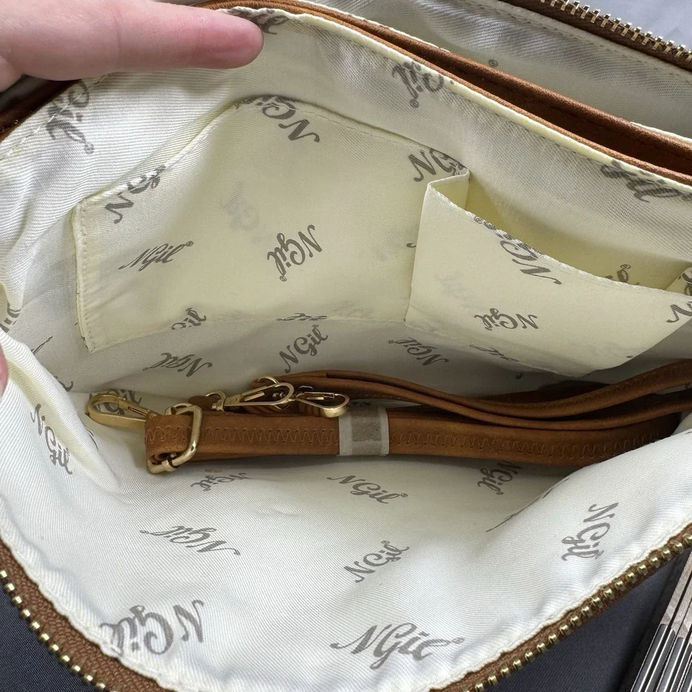 NGil Cognac Brown  Clutch, Shoulder Strap‎ Or Wristlet Strap NEW